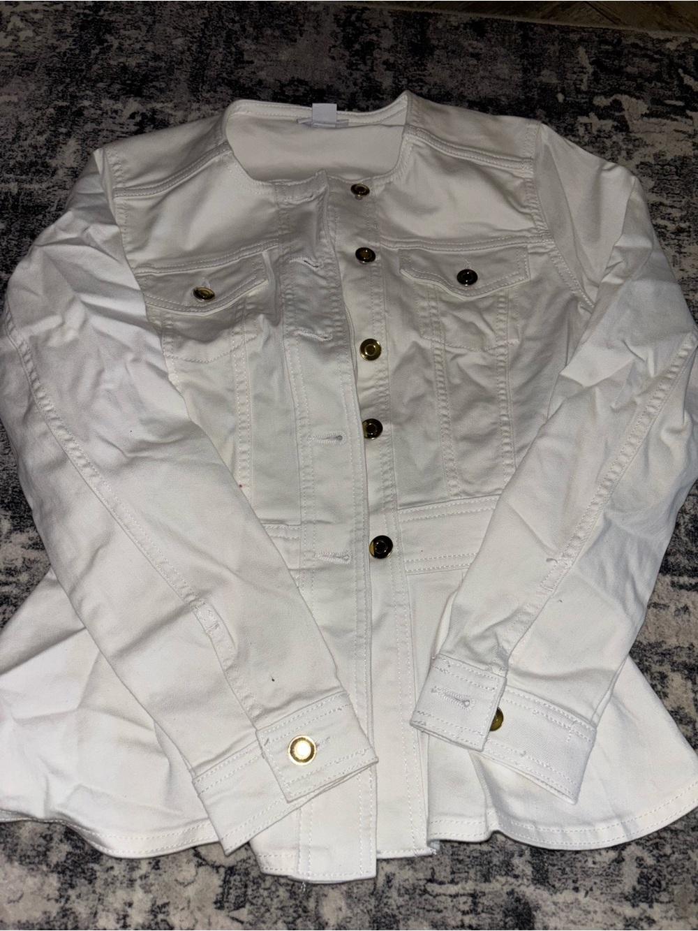 Liz Claiborne White Jean Jacket with Gold Buttons